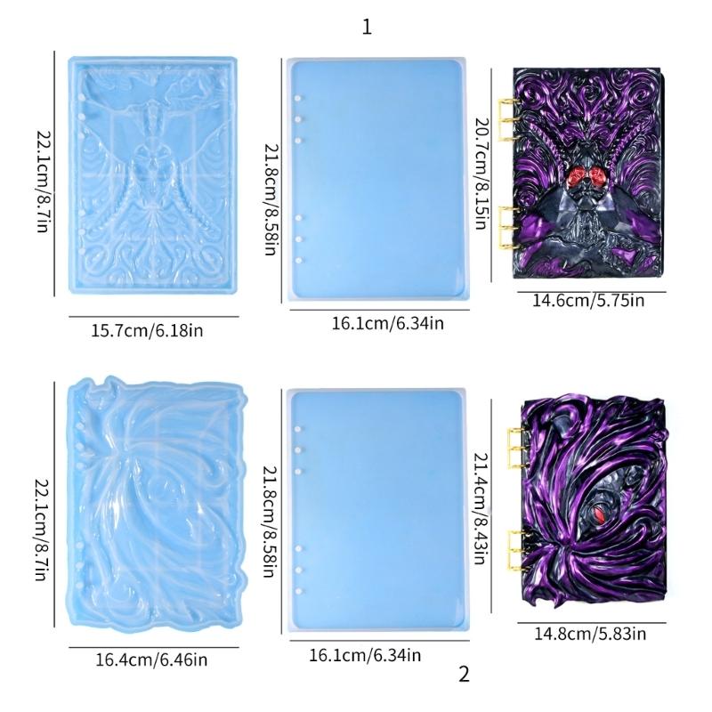Notebook Cover Resin Mold DIY Crystal UV Epoxy Silicone Molds Note Book Notepad Covers Resin Casting Mould with Rings