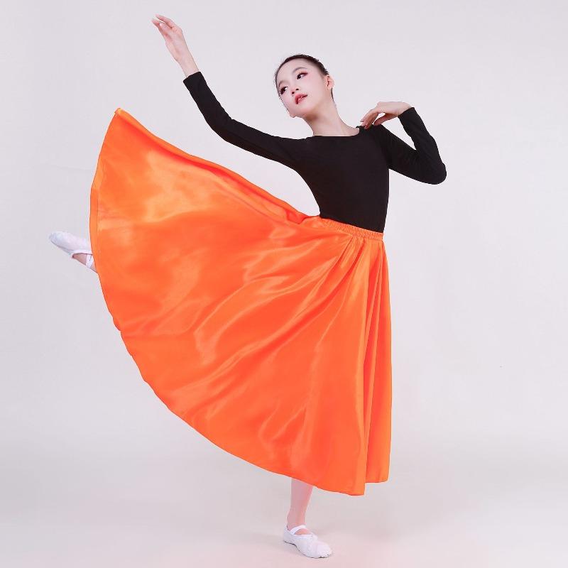 Girls Spanish Flamenco Skirt Big Swing Dance Costume – Kids Ruffled Tiered Performance Skirt for Stage Opening Show