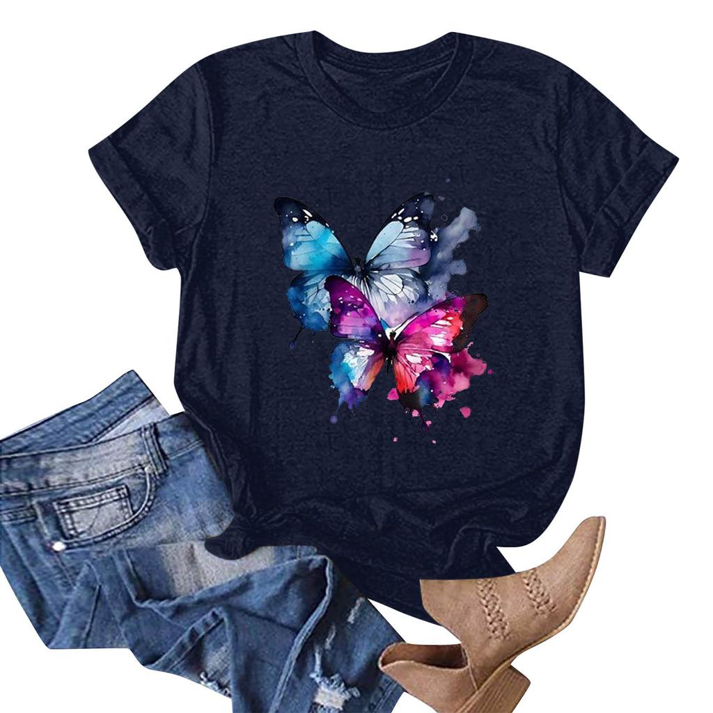 Tricou cu mânecă scurtă pentru femei, ocazional, cu decolteu în formă de pulover