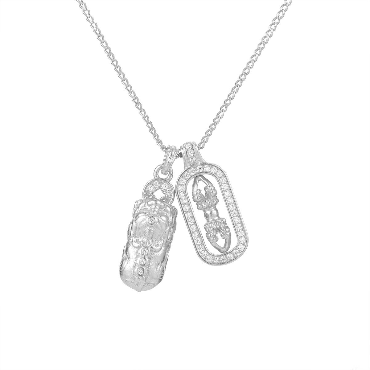 

S925 Серебряный бриллиант Pixiu Золотое стальное ожерелье в виде пестика для женщин Древний закон Кулон Темперамент Ключичная цепочка Аксессуары 925 Silver