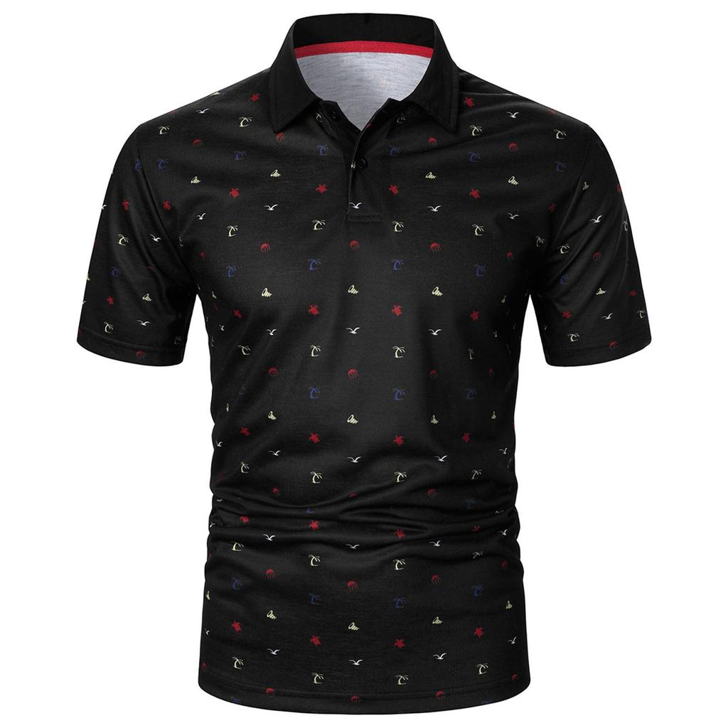 Digital 3D Printed Men'S Polo Shirt Men'S Casual Splicing Color Short Sleeve Shirt