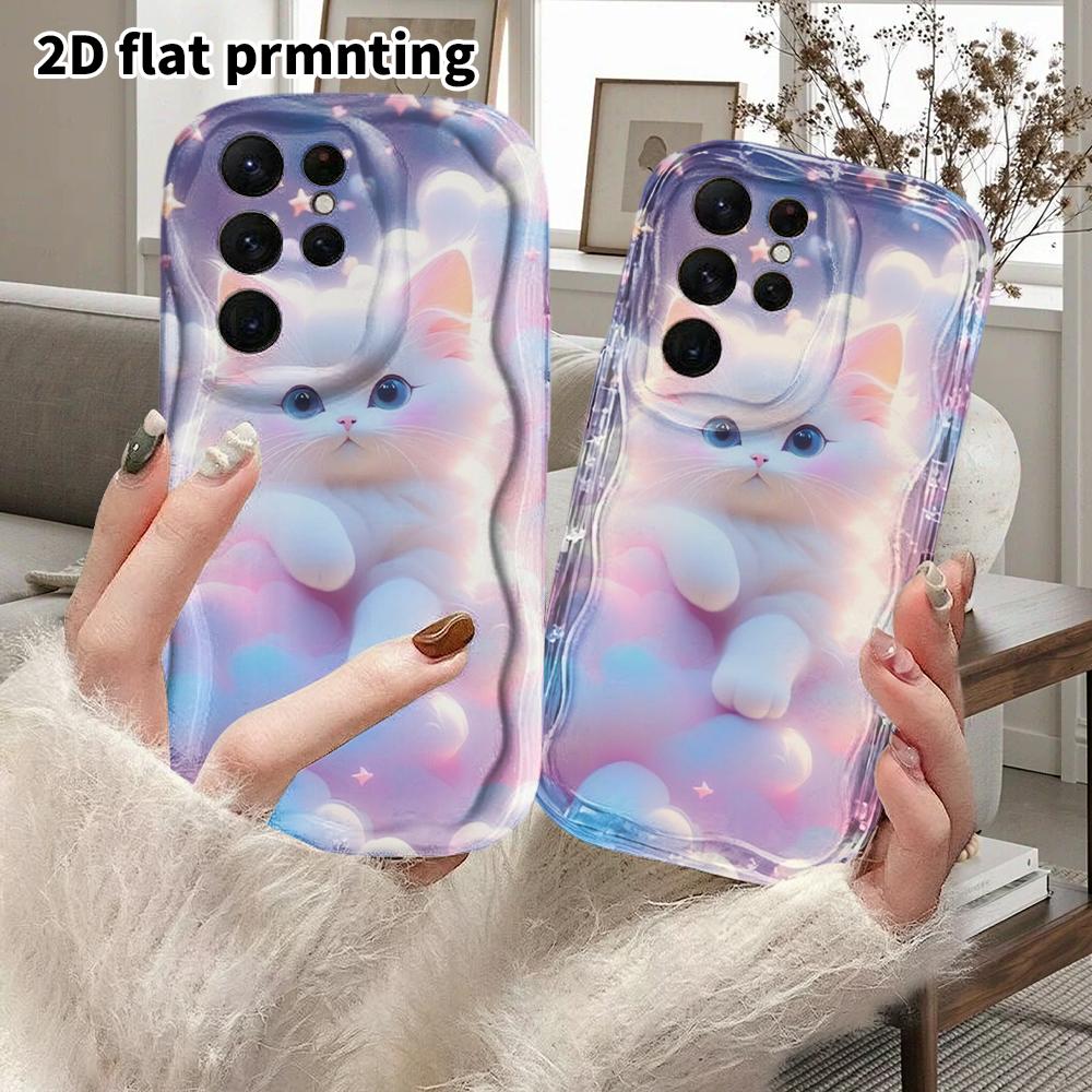 Phone Case: 2D Flat Samsung Galaxy A34 A35 M05 M06 S20 S22 S21 FE Plus 5G Protective Case, Couples Style, Cloud Cat, Christmas and Halloween Gift
