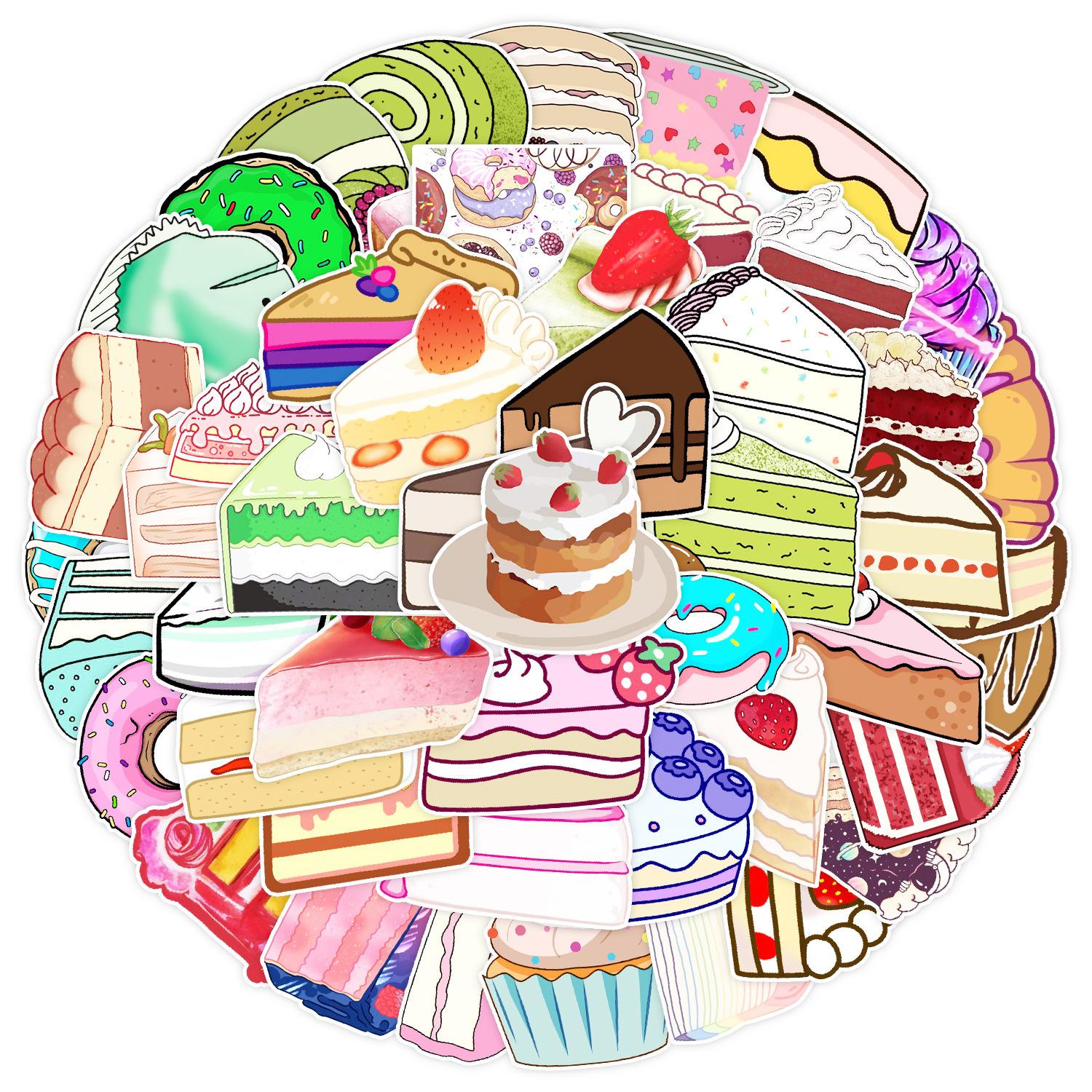 

50 Ins Cake Graffiti Stickers Suitcase Car Notebook Refrigerator Water Cup Waterproof Decorative Stickers