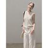 apricot v-neck knitted cardigan vest top women's summer sleeveless vest small short wear vest outside