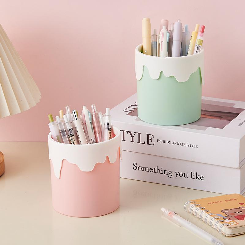 Creative Ice Cream Pen Holder Desktop Cosmetic Brush Storage Box Office School Stationery Organization Container