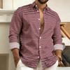Men's Long-Sleeved Polo Shirt, Vintage Print Style with Greek Key Pattern, Elegant, Comfortable, and Stylish Men's Top