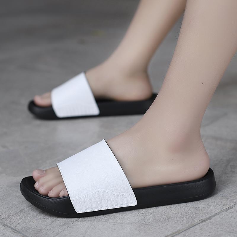 Men's EVA One-Strap Slide Sandals, Comfortable Anti-Slip Design, Sizes 39-46, Black & White, Perfect for Daily Use