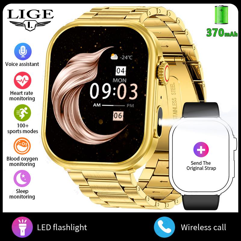 LIGE Novo Smartwatch 2.01 polegadas Chamada Bluetooth Esportes ao Ar Livre À Prova d'Água Smartwatch Masculino
