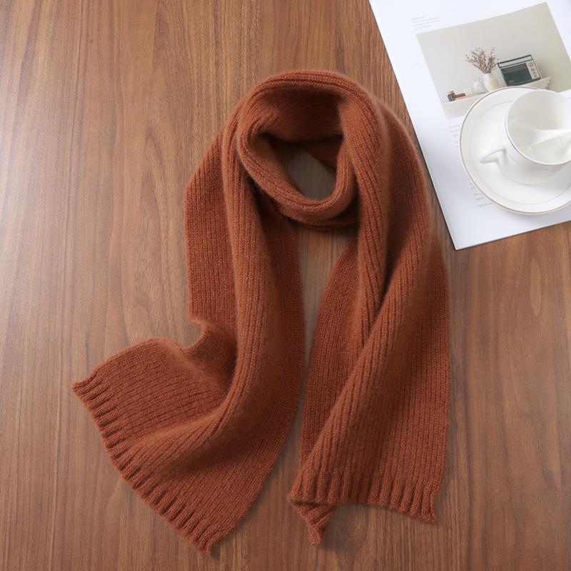 100% Wool Solid Color Knitted Scarf For Couples Women'S Winter Thick&Warm Multi-Functional Rectangular Outdoor Windproof Scarf
