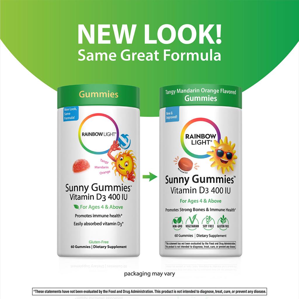 Sunny Gummies™, Vitamin D3, Ab 4 Jahren, Spritzige Mandarinenorange, 10 µg (400Iu), 60 Gummibärchen
