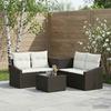 Sofa Set 6 Pieces Black and Cream White Poly Rattan and Steel