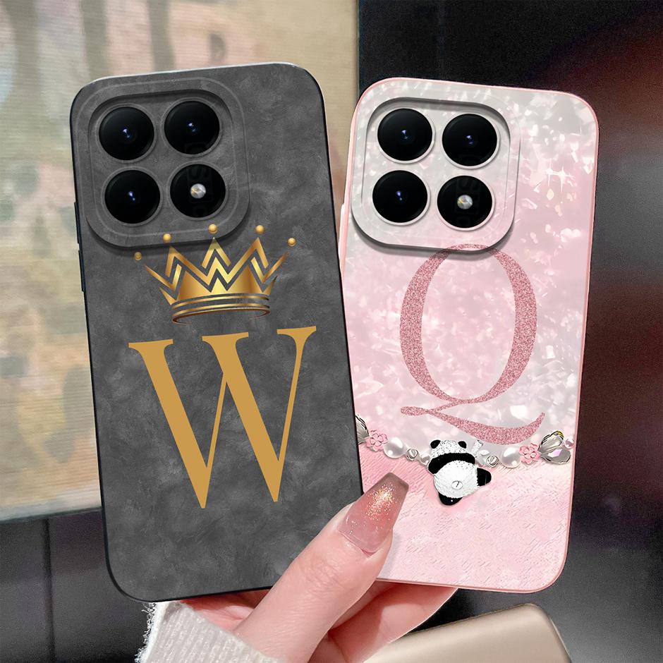 Casing For Xiaomi 15 15T Pro 5G Phone Case Cute Panda 26 Letter Shockproof Liquid Silicone Cover For Xiaomi15 Pro 15TPro Fandas