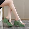 Fashion Ultra-high heel wedge slippers women's national style versatile increase summer new beach sandals