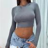 Long-Sleeved T-Shirt for Women, Fashionable Hot Girl Style, European and American New Autumn and Winter Base Shirt, Tight-Fitting Sexy Short Crop Top