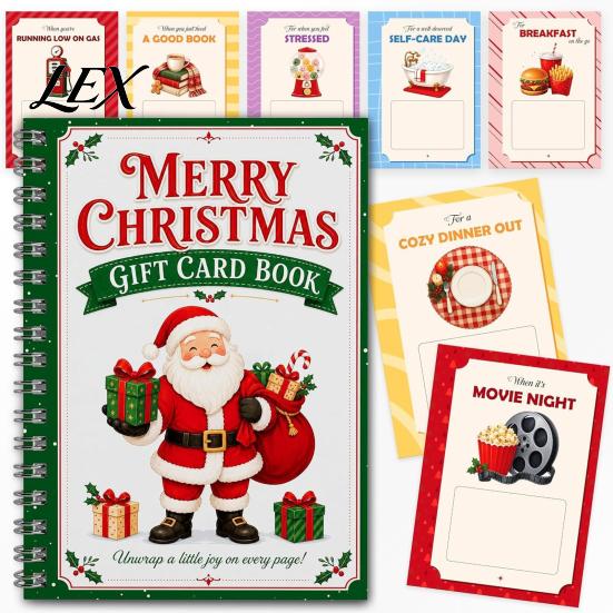 Creative Gift Present for Christmas Merry Card Holder Book, DIY Spiral Bound Display Book Booklet, Xmas Gifts Family, Friends, Celebrations