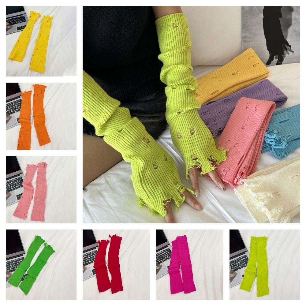 

Harajuku Solid Color Long Mittens Korean Style Sweet Fingerless Gloves JK