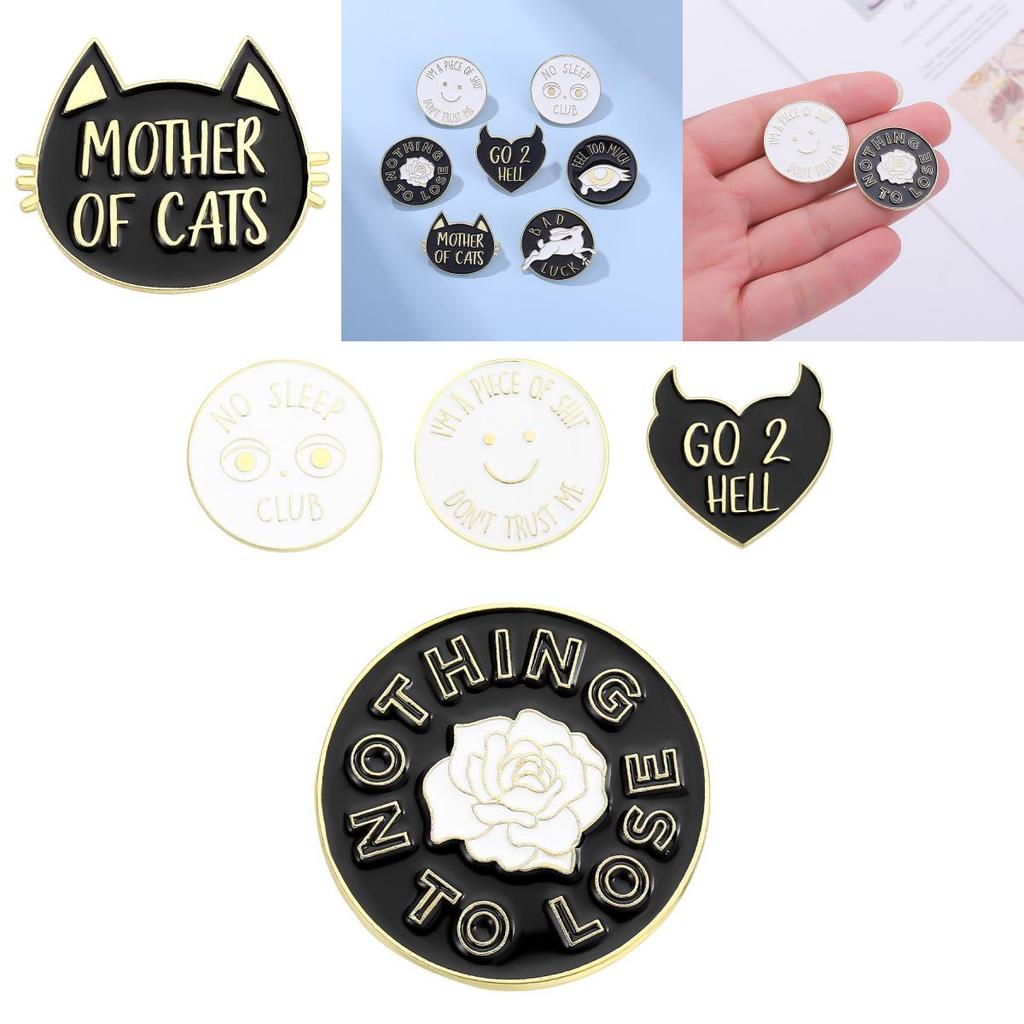 Creative Cartoon Cat Brooch Stylish Personalized Letter Pin For Fashion Accessories