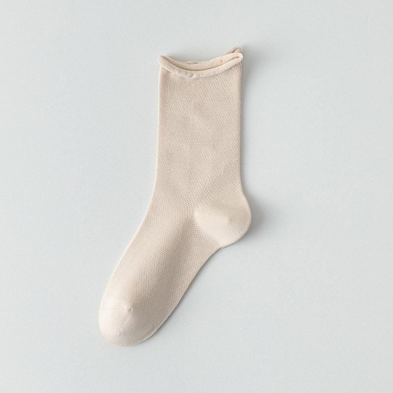 Female Spring and Autumn Pure Cotton Sweat Absorbing Boneless Loose Mouth In The Tube Pile Socks