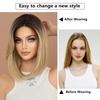 Gradient Blonde Small Lace Wig for Women - Bob Cut Shoulder Length Short Straight Hair, Quick Beauty Full Cap, Lightweight Style Wig