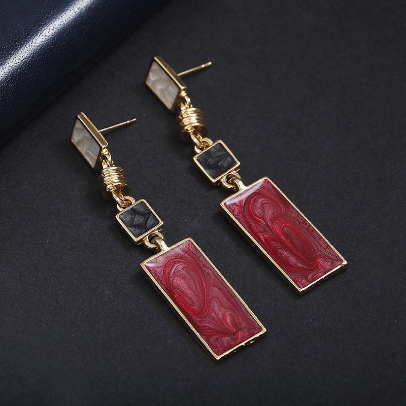 Stylish Enamel Geometric Rectangular Stud Earrings