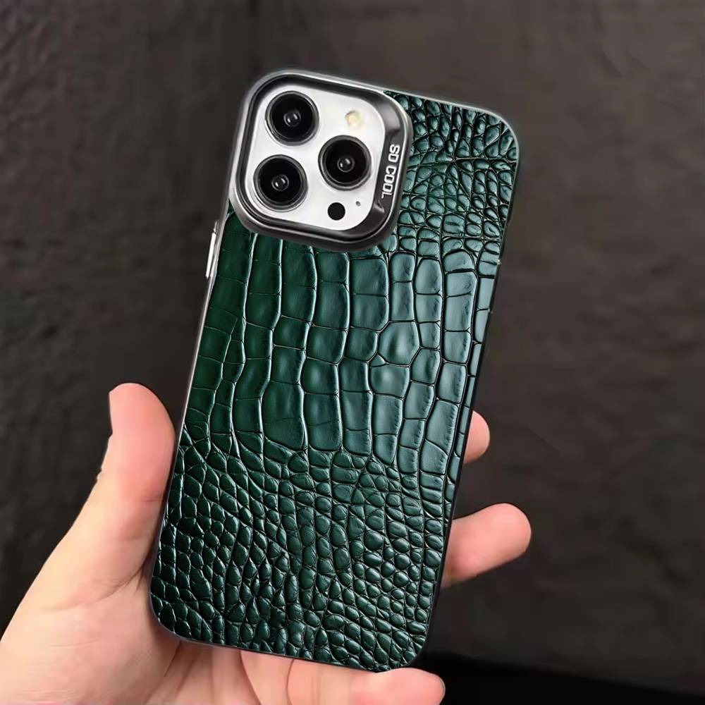 C-Krokodilmuster Druck Handyhülle Für iPhone 17,16,15,14,13,12,11,Pro Max,Plus Candy Silber Hülle