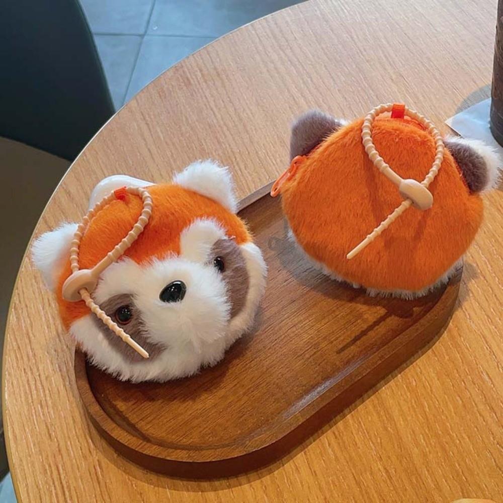 Raccoon Plush Coin Purse Cow Plush Wallet Pendant Headphone Bag Plush Earphone Bag  Change Storage