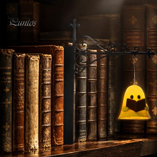 Vintage Style Book Light Lantern/Ghost Bookshelf Light, Metal Desk Lamp with Warm Lighting, Reading Retro for Lovers & Library Study Room Accent