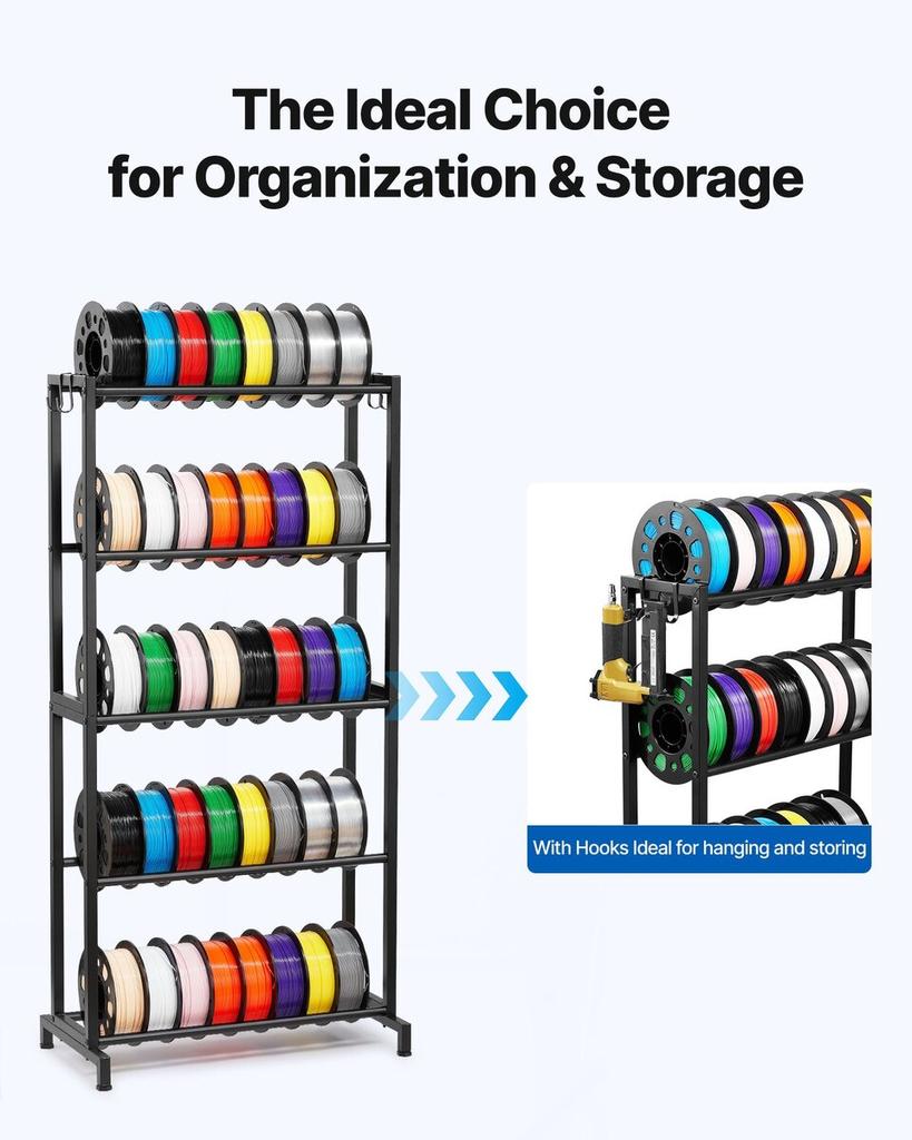 3D Printer Filament Storage Rack, 5 Tier Heavy Duty Storage Shelves for 3D Printing Filaments, Filament Spool Holders Racks for 3D Printing Studio,