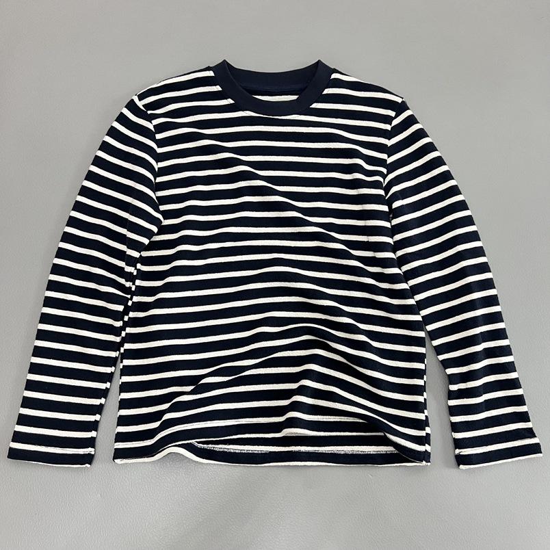 Women's Loose Korean-Style Striped Cotton Sweatshirt, 2024 Autumn Fashion