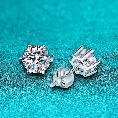 D Farbe Schraubgewinde 1-4CT Moissanit Ohrstecker für Damen Herren Solitär Ohrstecker 100% S925 Massivsilber Weißgold vergoldet