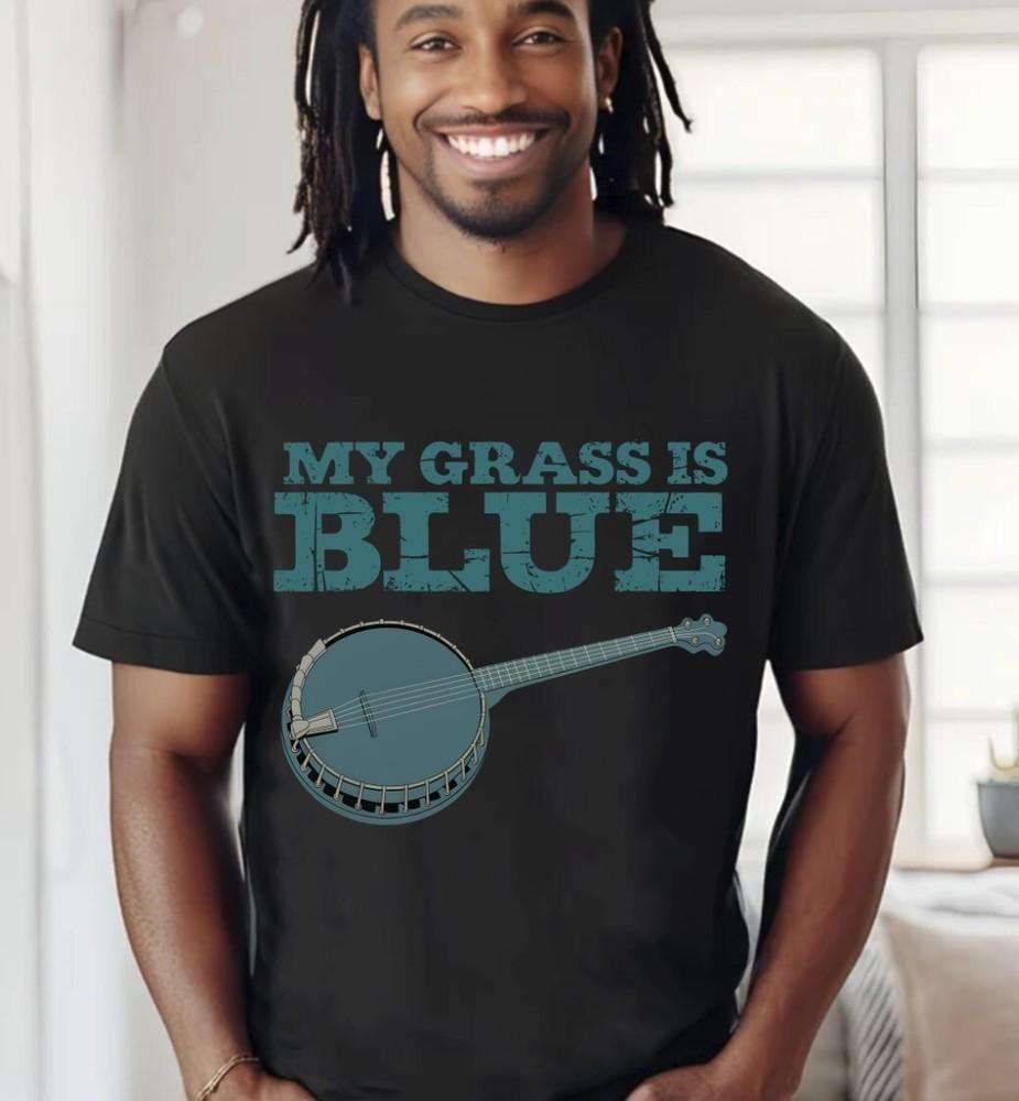 

My Grass is Blue Banjo Black T-Shirt S-5XL, Gildan 5000 Unisex T-Shirt XXXL