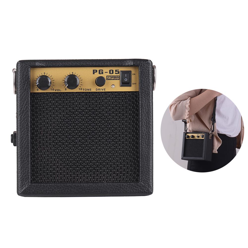 Wooden Mini Guitar Amplifier Amp Speaker 5W with 6.35mm Input 3.5mm Headphone Output Supports Volume Tone Adjustment