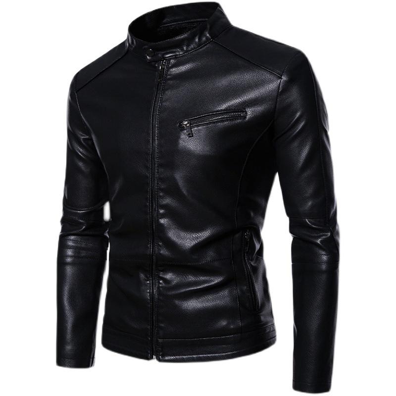 2024 Men's Autumn PU Leather Stand Collar Motorcycle Jacket - Trendy and Handsome Design