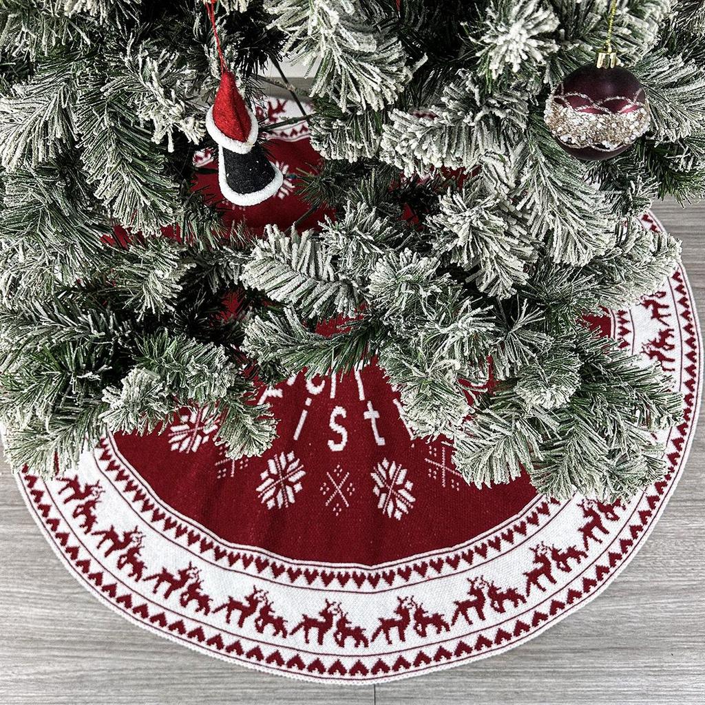 Christmas Knit Tree Skirt for Home and Hotel Decorations