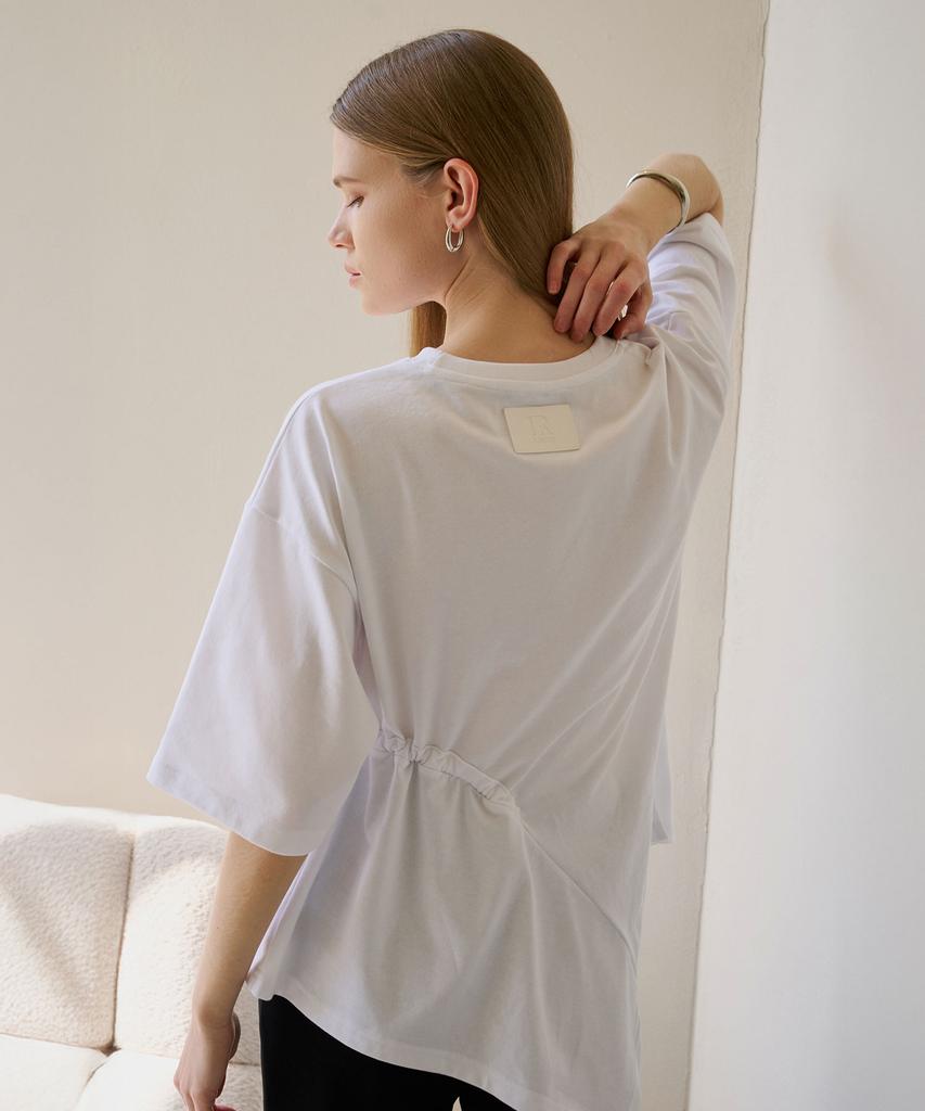Illoje Asymmetrical Drawstring T-Shirt (White)