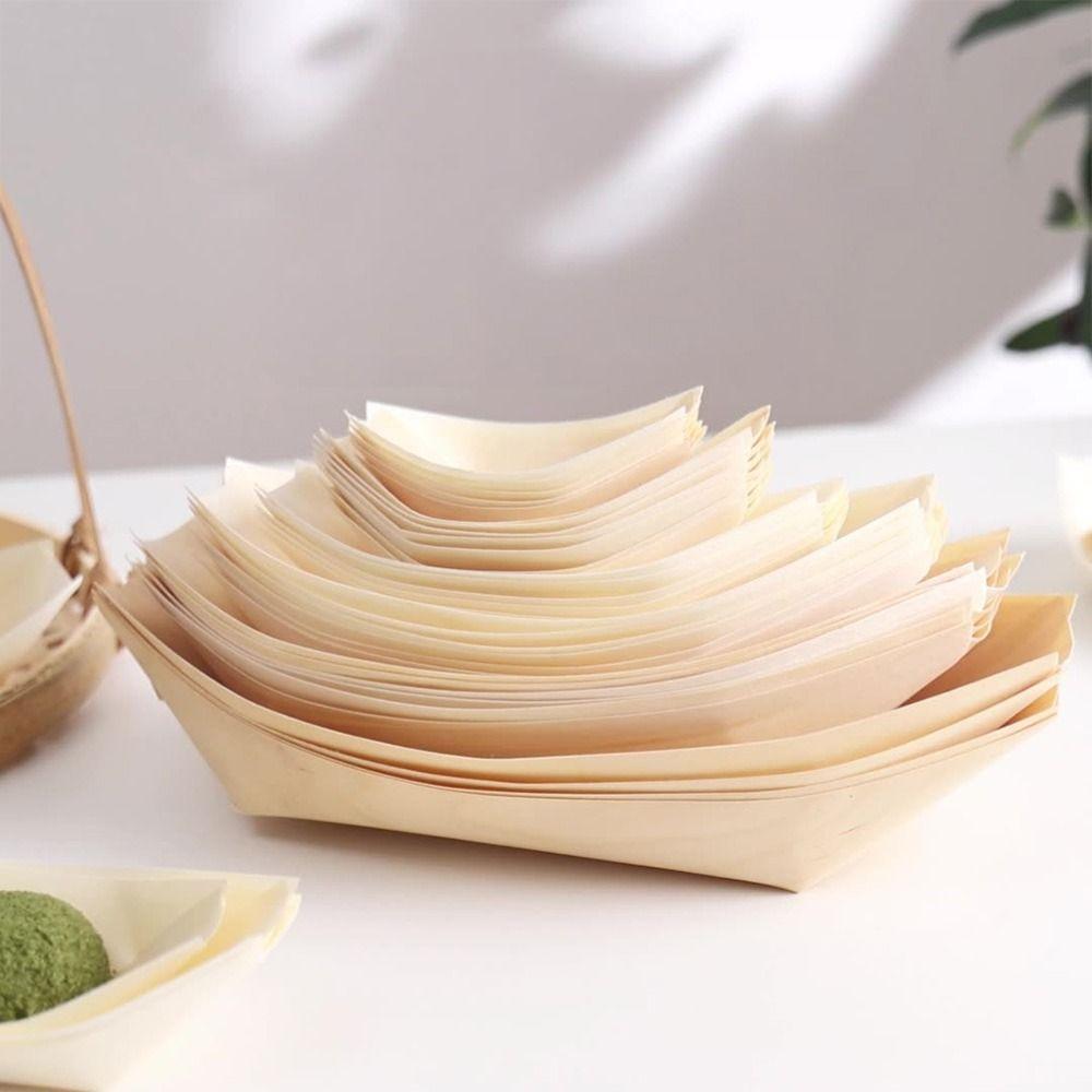 50PCS Multi-size Sushi Plate Japanese Dish Salad Dessert Bowl Creative Wood Bowl  Home Decoration