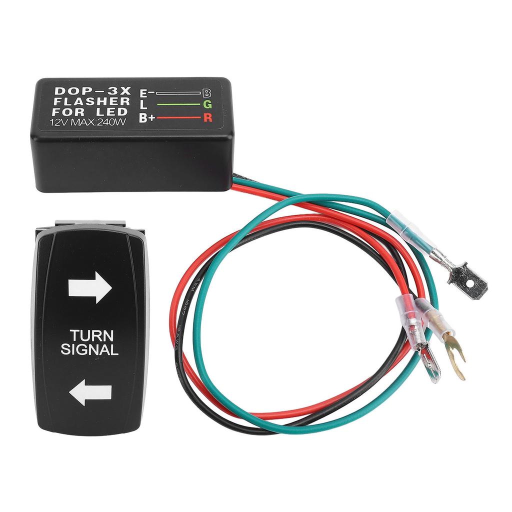 DC12 24V Turn Signal Rocker Switch with Flasher Green LED for ATV UTV RV Vehicle Off Road Pickup Tractor Boat Motorcycle