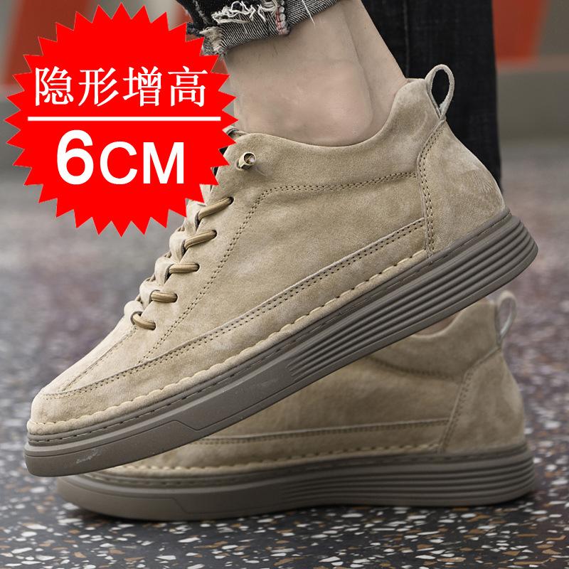 Men's shoes autumn retro high-top thick-soled invisible inner heightening shoes 6cm British trend sports and leisure board shoes