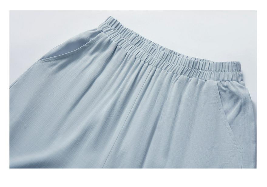 Elegant Summer 2026 Two-Piece Set: Short Sleeve Loose Top & Wide Leg Pants for Women - Chic & Dignified Style for Middle-Aged and Elderly