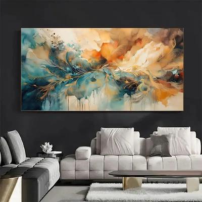 Pintura al Óleo Abstracta sin Marco - Tie-Dye Vibrante Arte Moderno Lienzo Decoración de Pared para Sala de Estar, Decoración del Hogar
