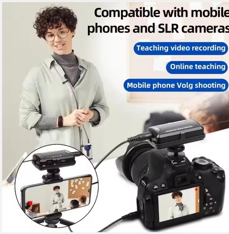 TFFRDN Q7 Wireless Lapel Microphone System Lapel Microphone with Rechargeable Waist Pack and Receiver Wireless Microphone for DS