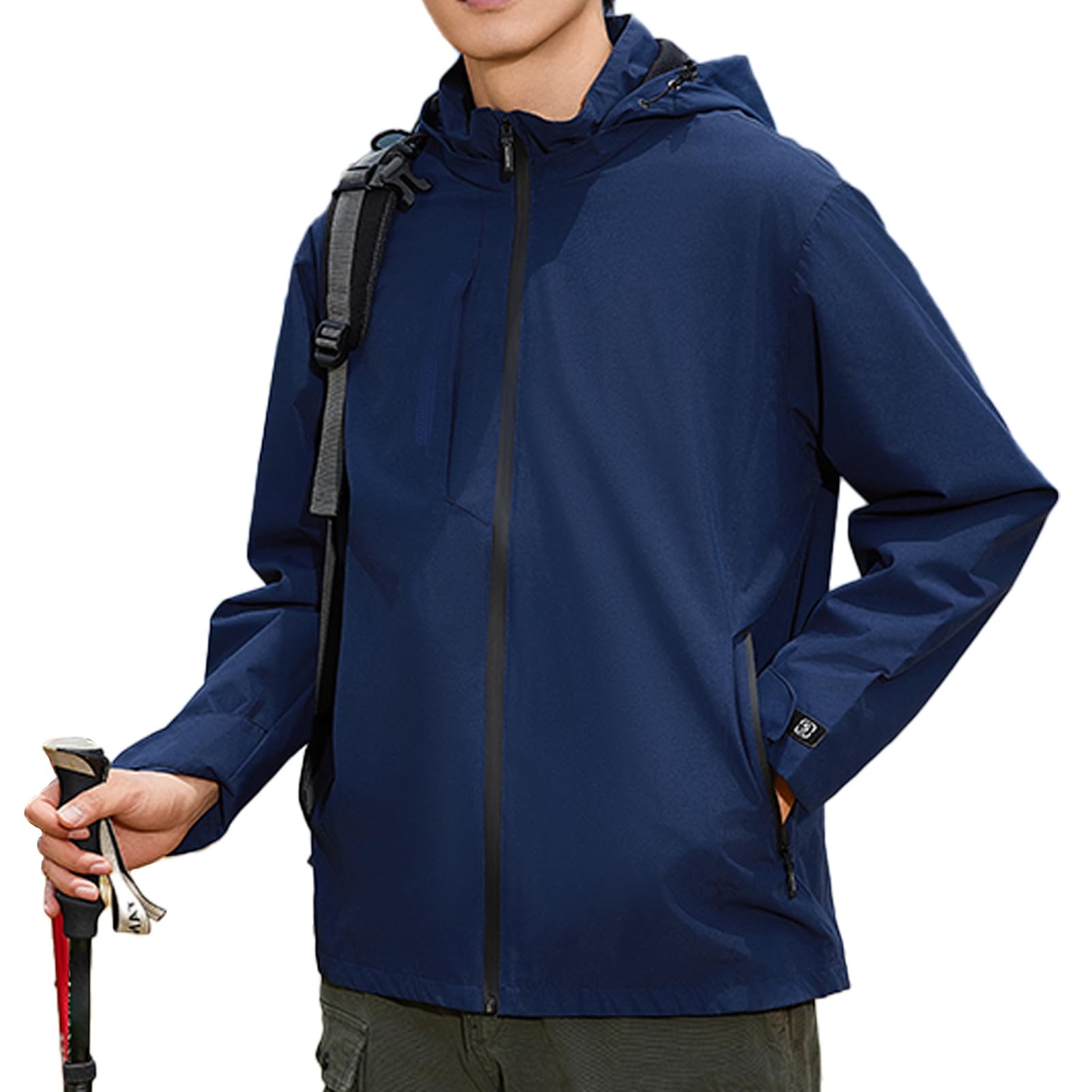 JoveJek Mountain Mesh Detachable Solid Color Men s Parka, Autumn/Winter/Spring, Water-Repellent, Lining, Hood, Windproof, Warm, Lightweight,