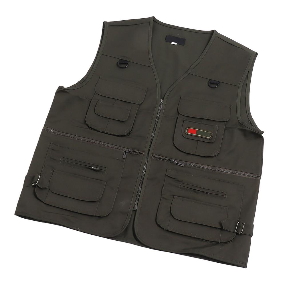 Fishing Vest Waistcoat Multiple Pockets Breathable OD Green Comfortable Vest for Outdoor 2XL