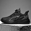 Spring and autumn new waterproof leather sneakers men's rotating buttons free of shoelaces non-slip large size youth running