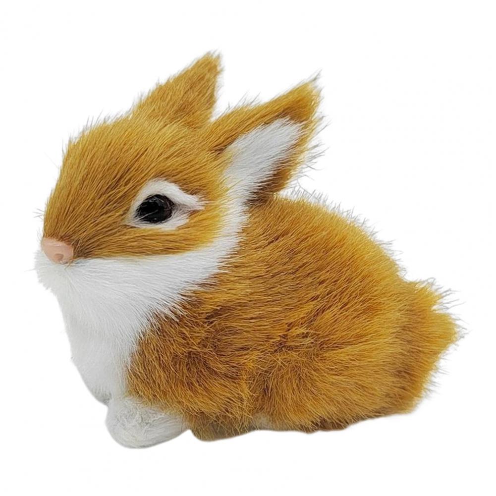Small Bunny Ornament Faux Fur Rabbit Decoration Realistic Plush Rabbit Figurines for Easter Decor Bunny Models with for Home