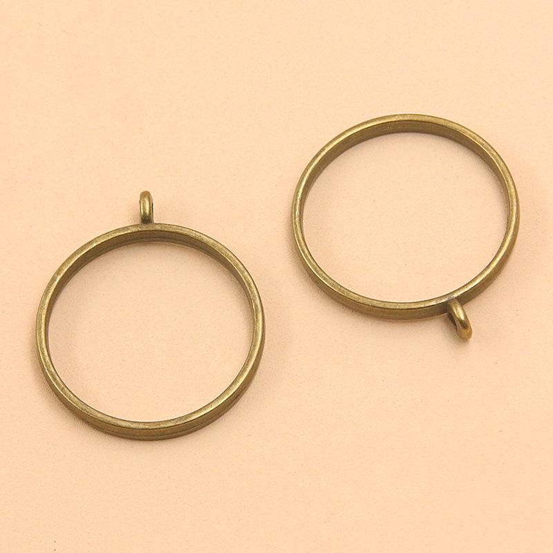 17 Ancient Green DIY Alloy Jewelry Pendants: Moon, Round, Heart with Drip Glue and Hollow Borders.
