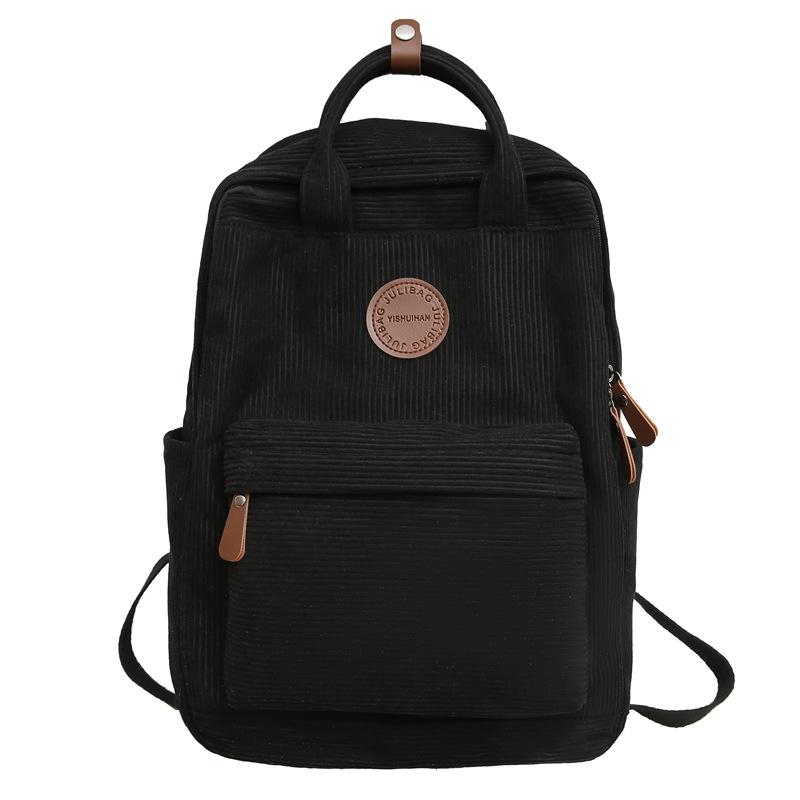 Schoolbag Korean Version Trendy Cool Corduroy Backpack Casual Student Schoolbag Corduroy Portable Trendy Backpack College Style Bag