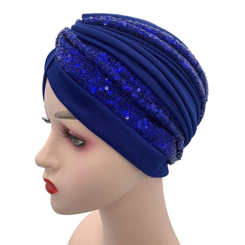 Fashion Women Glitter Sequins Turban Hat