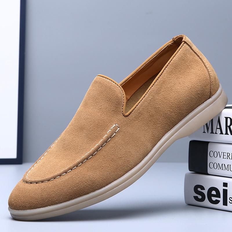 Retro British Fur Turning One Pedal Men's Business Breathable Foot Cover Casual Soft-soled Lazy Shoes
