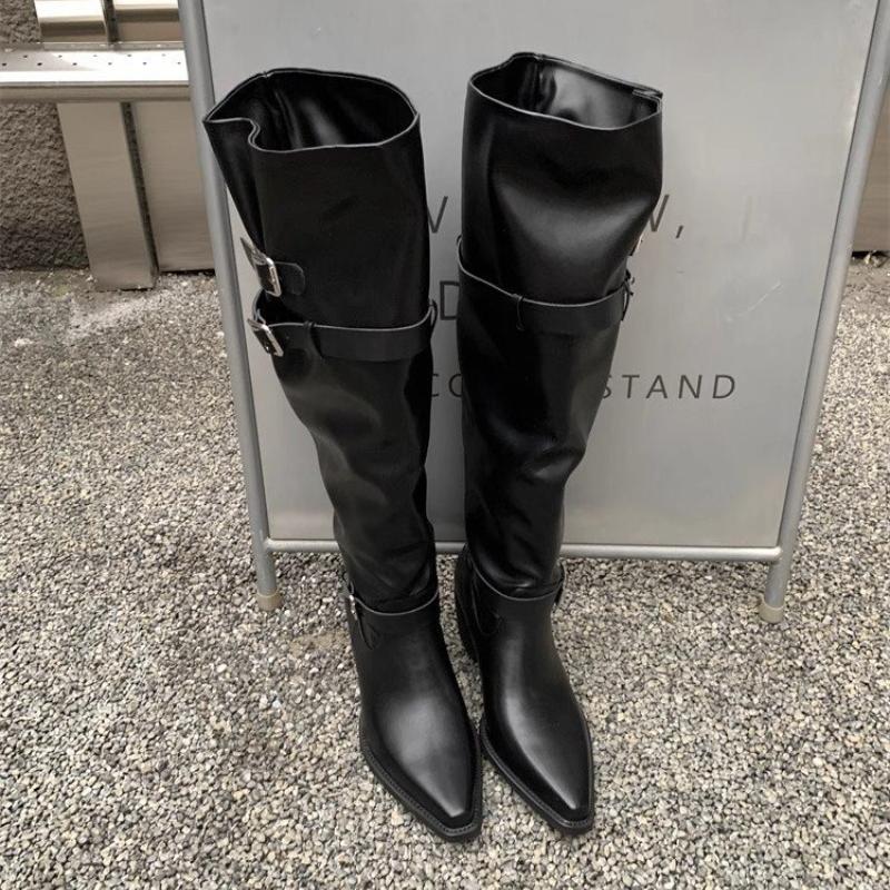

Модные женские высокие ботинки с острым носком, дизайнерская обувь на каблуке, модные женские ботинки челси, зима 2025, новые туфли-лодочки, готический бренд Mujer De Botas 40 чёрный